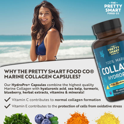 Powerful Marine Collagen Tablets - with Hyaluronic Acid, Biotin & Blueberry - 1400MG Complex - Hydrolysed Type 1