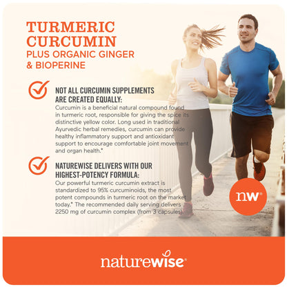 NatureWise Curcumin Turmeric 2250mg | 95% Curcuminoids & BioPerine Black Pepper