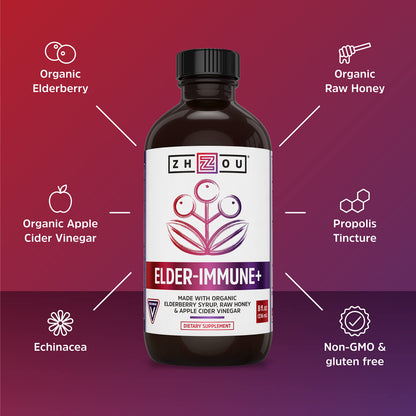 Zhou Nutrition Elderberry Syrup, Immune System Booster with Organic Elderberry Syrup