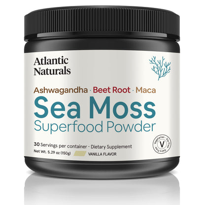 Organic Sea Moss Superfood Powder with Ashwagandha, Beet Root, and Maca