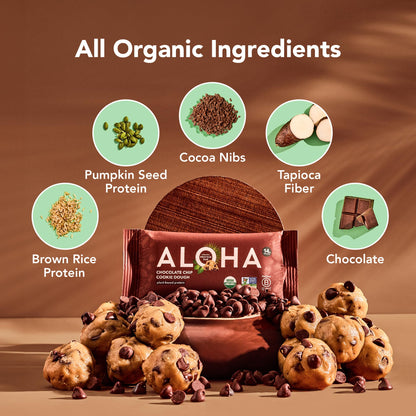 ALOHA Organic Plant Based Protein Bars - Chocolate Chip Cookie Dough - 12 Count, 1.9oz