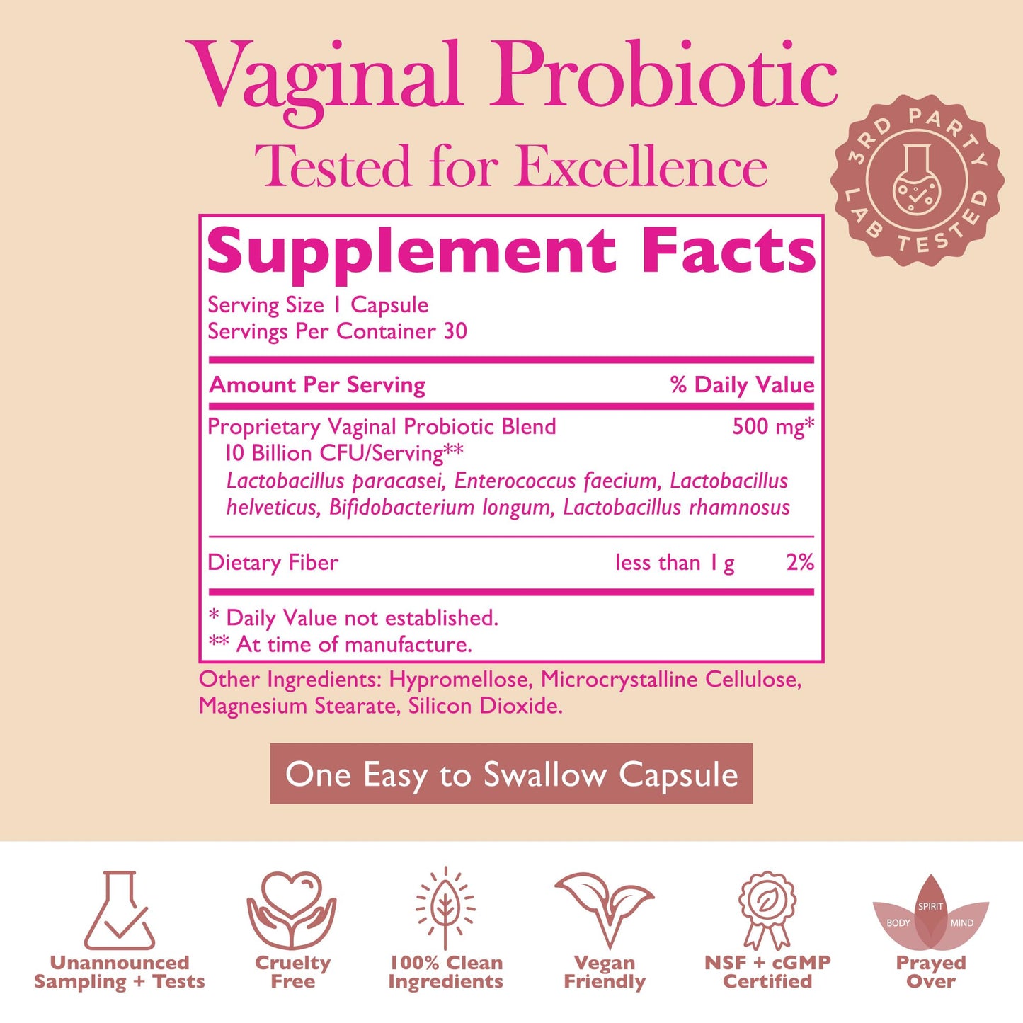 Amy Suzanne Vaginal Probiotics for Women - 10 Billion CFU Probiotic for pH Balance and Urinary Tract Health