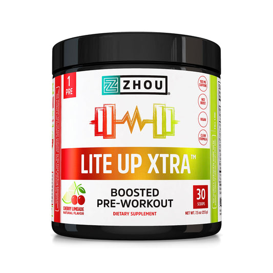 Zhou Nutrition Lite Up Xtra, Vegan Pre Workout Powder with Caffeine, Clean Energy Sourced