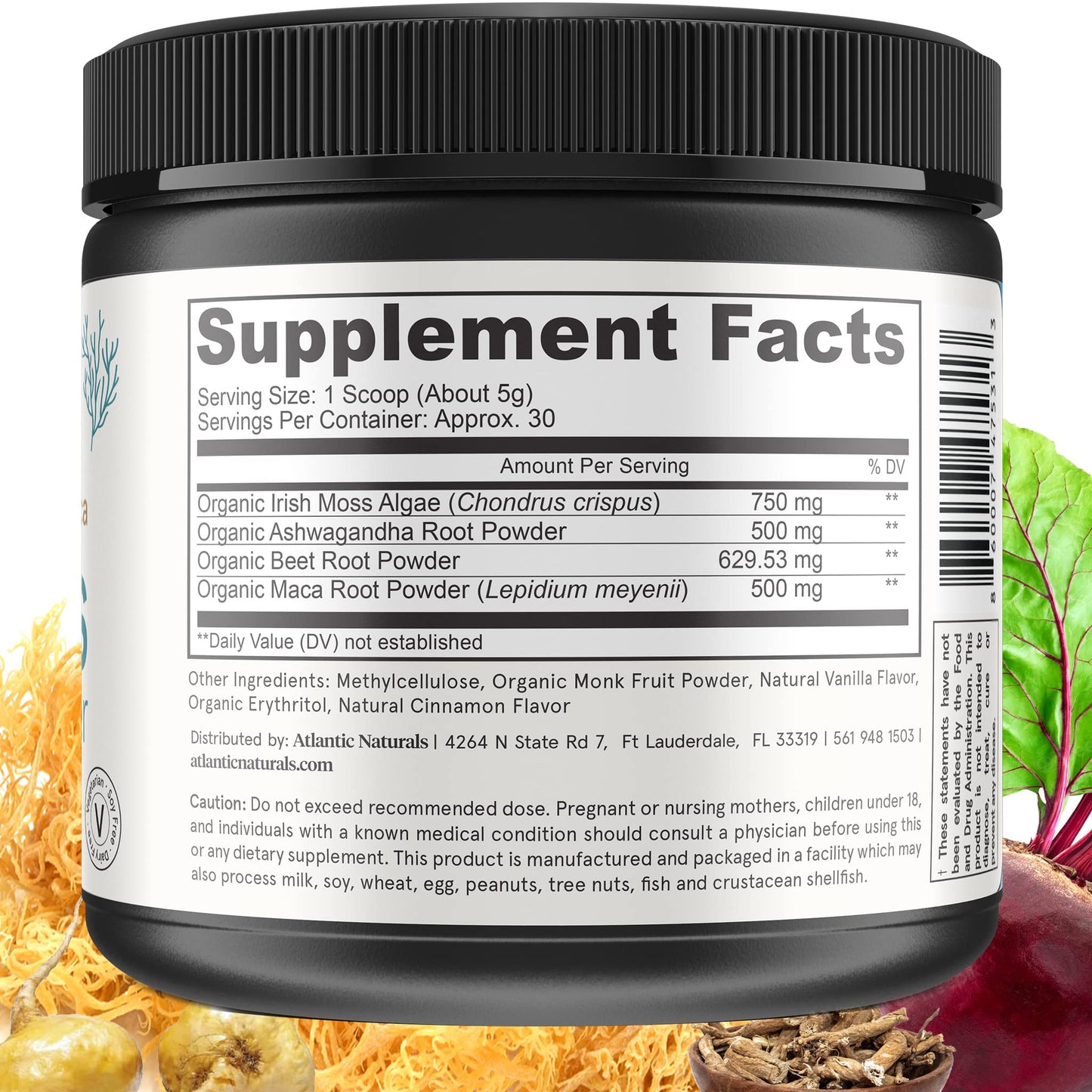 Organic Sea Moss Superfood Powder with Ashwagandha, Beet Root, and Maca