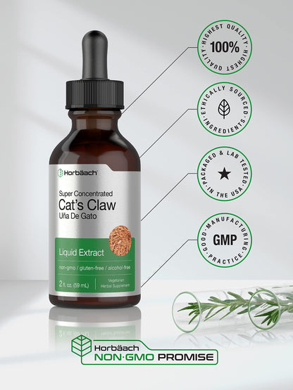 Cats Claw Herb Extract Tincture | 2 Fl Oz | Alcohol Free | Vegetarian, Non-GMO, Gluten