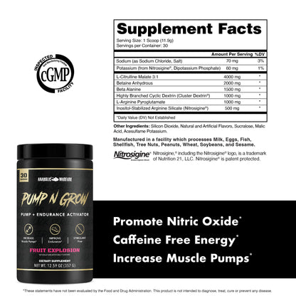 Anabolic Warfare Pump-N-Grow Muscle Pump Supplement Caffeine Free Pre Workout