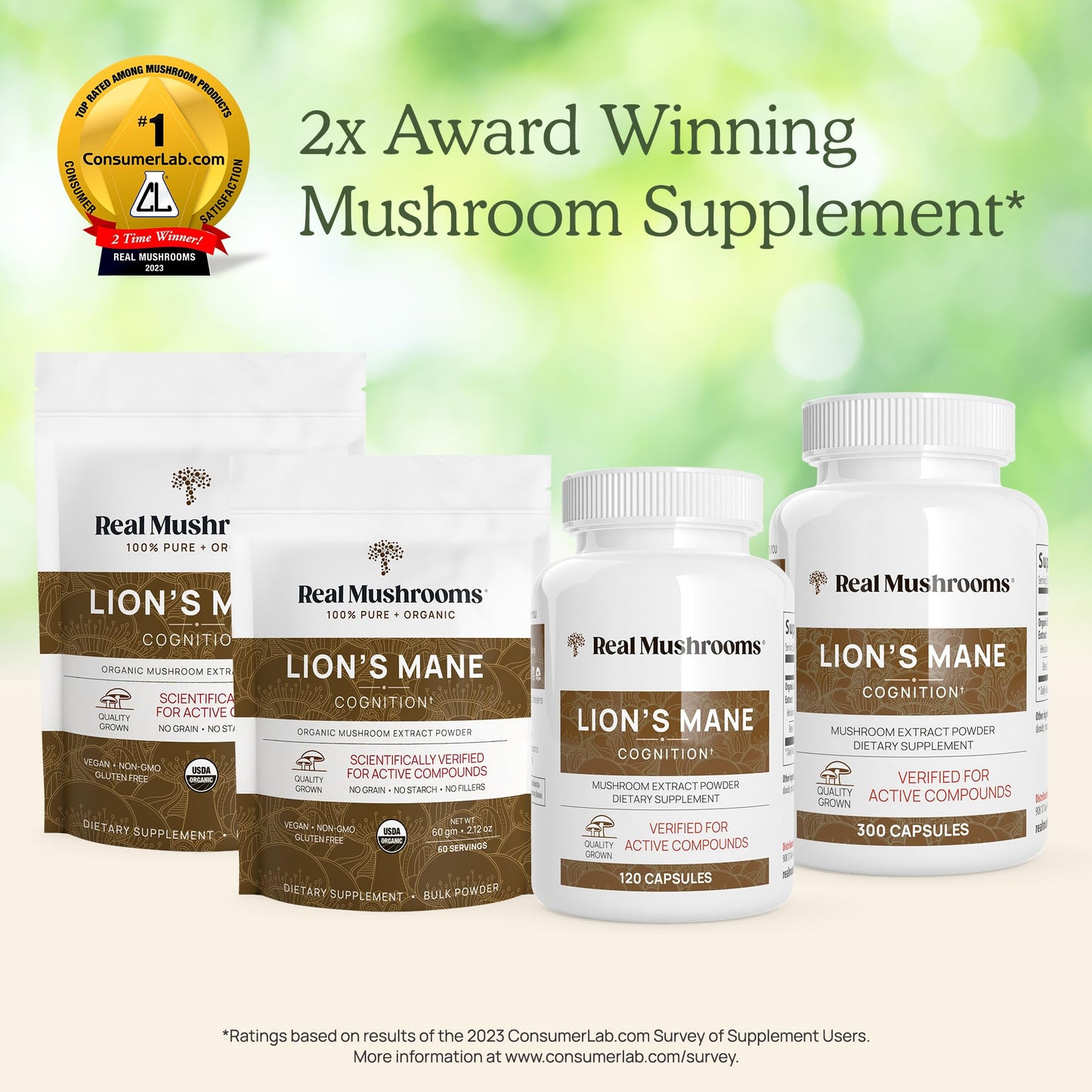 Real Mushrooms Lion’s Mane Capsules - Organic Lions Mane Mushroom Extract