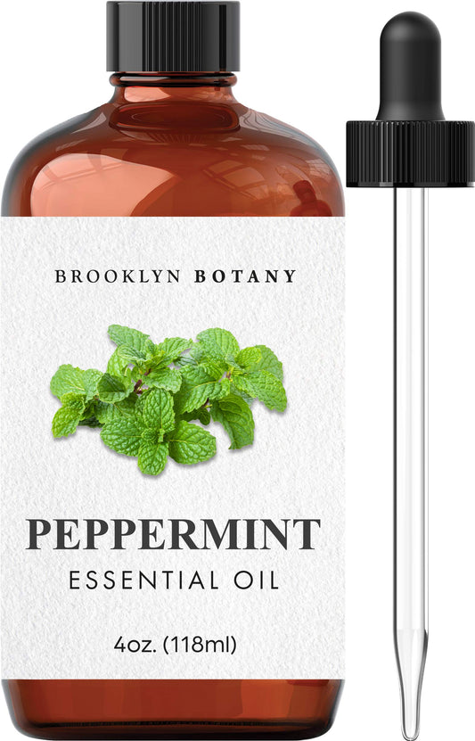 Brooklyn Botany Peppermint Essential Oil - Huge 4 Fl Oz - 100% Pure and Natural - Premium Grade