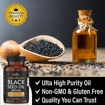 Black Seed Oil Softgel Capsules - Premium Cold-Pressed Nigella Sativa Producing Pure