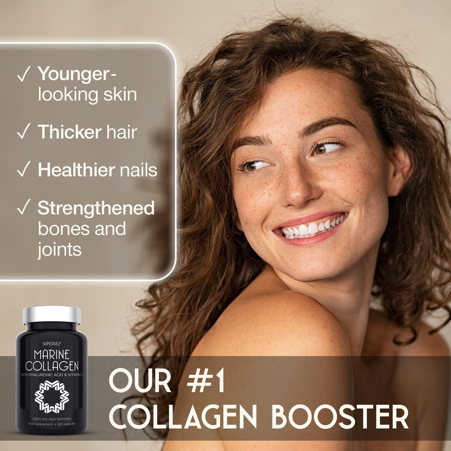 Marine Collagen Capsules 2400mg - with Hyaluronic Acid & Vitamin C - High Strength Collagen Supplements for Women & Men