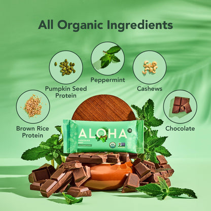 ALOHA Organic Plant Based Protein Bars, Chocolate Mint, 1.98 Oz (Pack of 12)