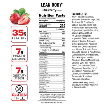 Labrada Nutrition Lean Body Hi-Protein Shake, Strawberry, 2.47-Pound Tub Strawberry