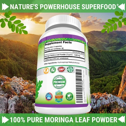 FRESH HEALTHCARE Moringa Oleifera 180 Capsules – 100% Pure Leaf Powder