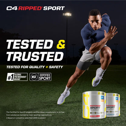 C4 Ripped Sport Pre Workout Powder Fruit Punch - NSF Certified for Sport + Sugar Free