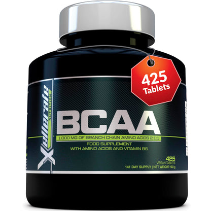 BCAA 1000mg - 425 Vegan Tablets - 3000mg Daily Serving - 141 Day Supply - 2:1:1 BCAAs