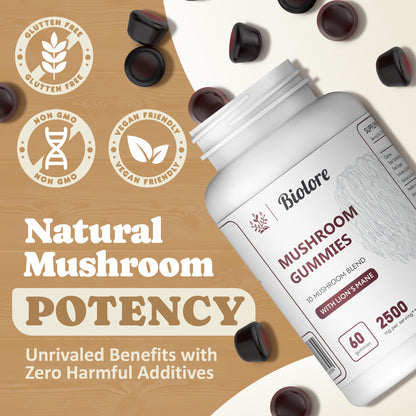 Biolore Mushroom Complex Gummies: 10 Powerful Mushrooms with Chaga, Lions Mane