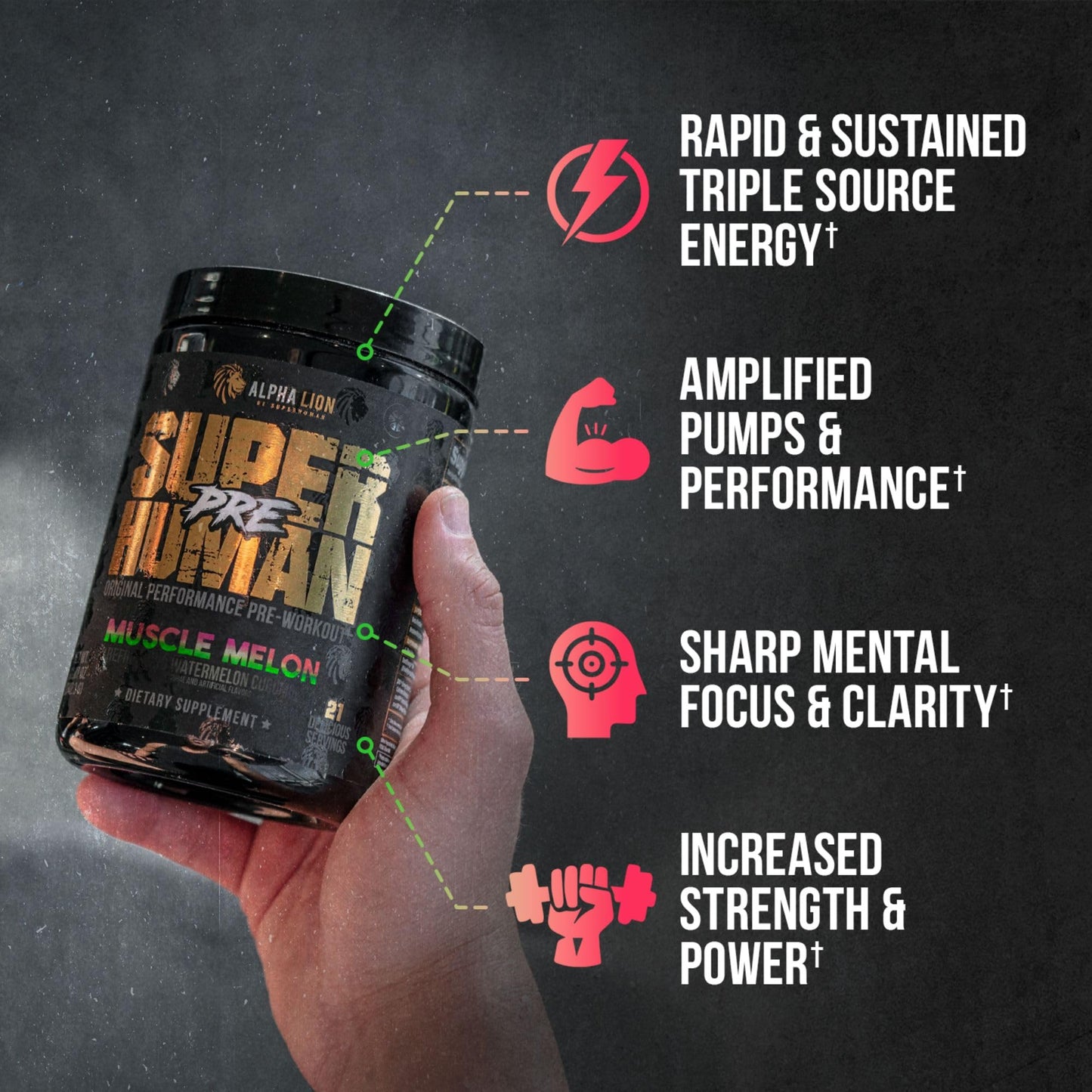 ALPHA LION Superhuman Pre Workout Powder, Beta Alanine, L-Taurine & Tri-Source