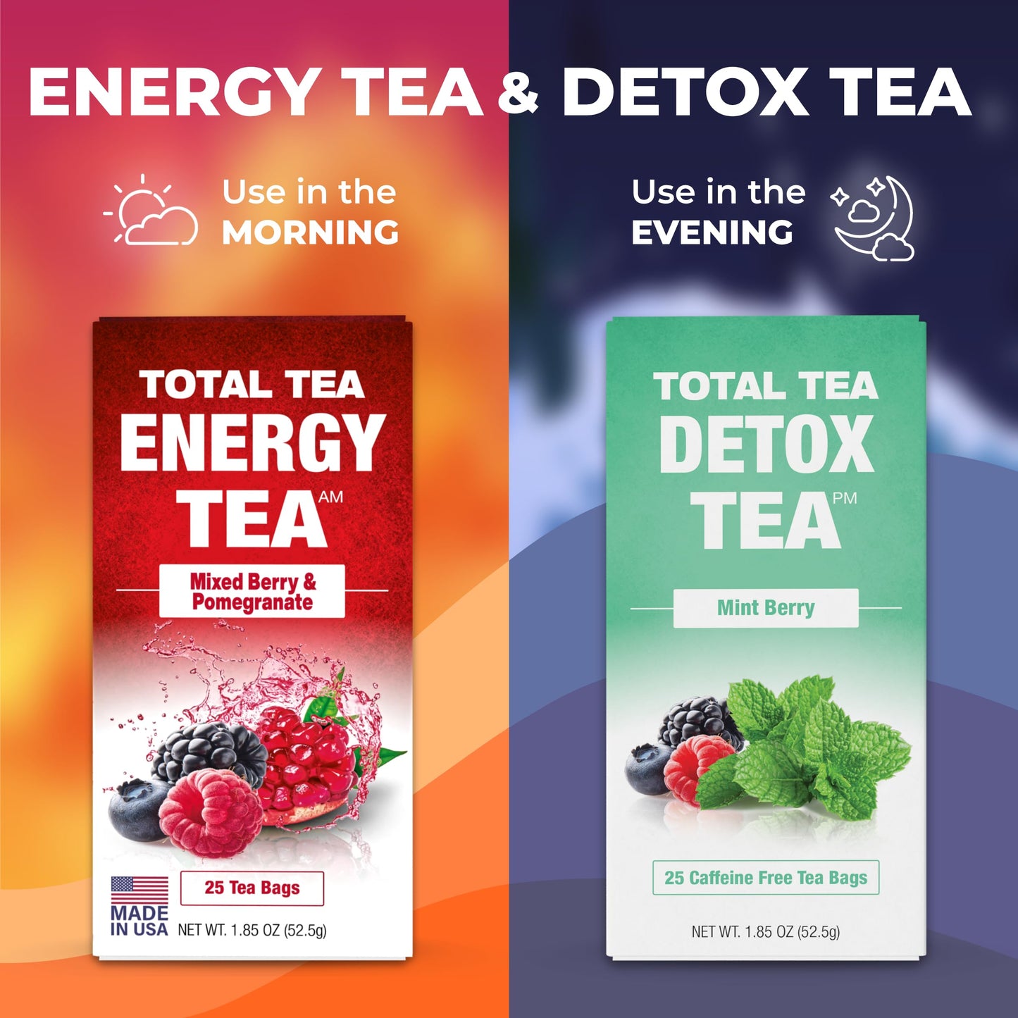 Total Tea Slimming Detox Tea for a Healthy Weight Support - Caffeine Free - Herbal