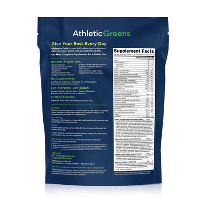 Athletic Greens Ultimate Daily, Whole Food Sourced All in One Greens Supplement Powder