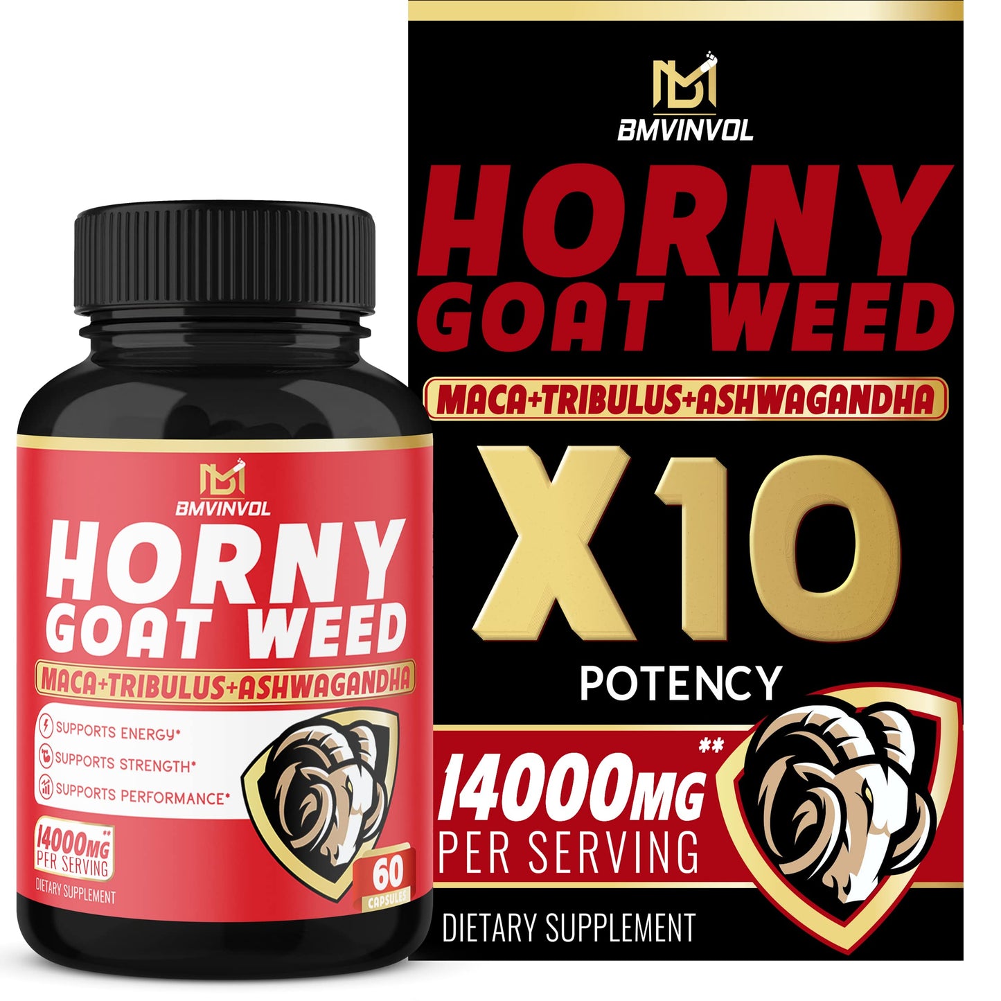 BMVINVOL Horny Goat Weed Capsules, Boost Energy,14000mg Herbal