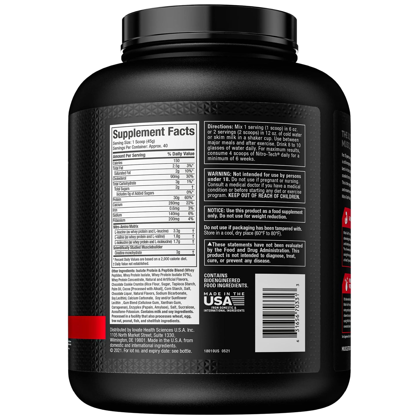 Whey Protein Powder MuscleTech Nitro-Tech Whey Protein Isolate & Peptides Protein