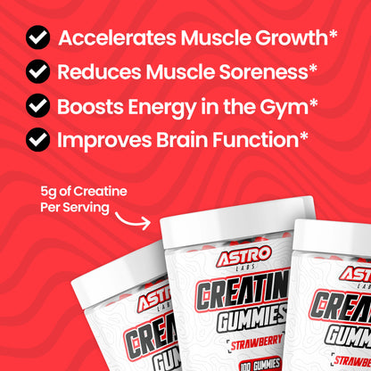 Astro Labs Creatine Gummies for Men & Women - 5g per Serving, Increase Strength