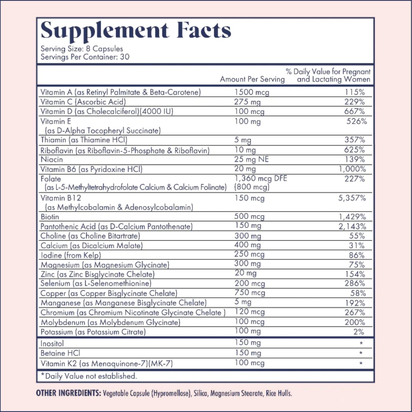 FullWell Prenatal Vitamins | Choline, folate, Vitamin D for fetal Growth, Brain Development