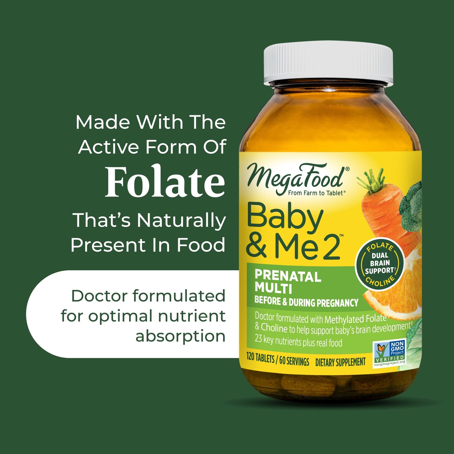 MegaFood Baby & Me 2 Prenatal Vitamin and Minerals - Vitamins for Women - with Folate