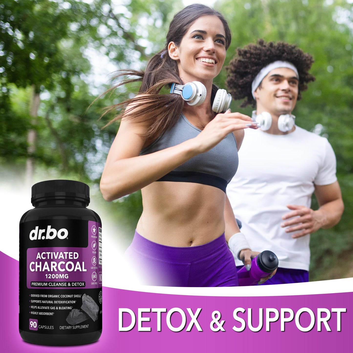 Activated Charcoal Capsules Cleanse Detox - 1200mg Organic Coconut Charcoal Pills