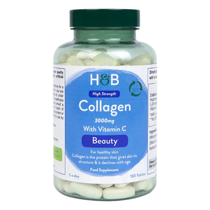 Holland & Barrett Bovine Collagen Tablet 3000mg - Type I Collagen Peptides - Hydrolysed Collagen with Vitamin C - Hair, Skin & Nails