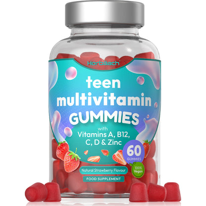 Multivitamins for Teens | 60 Vegan Gummies | 14 Essential Nutrients | with Vitamin A, B12