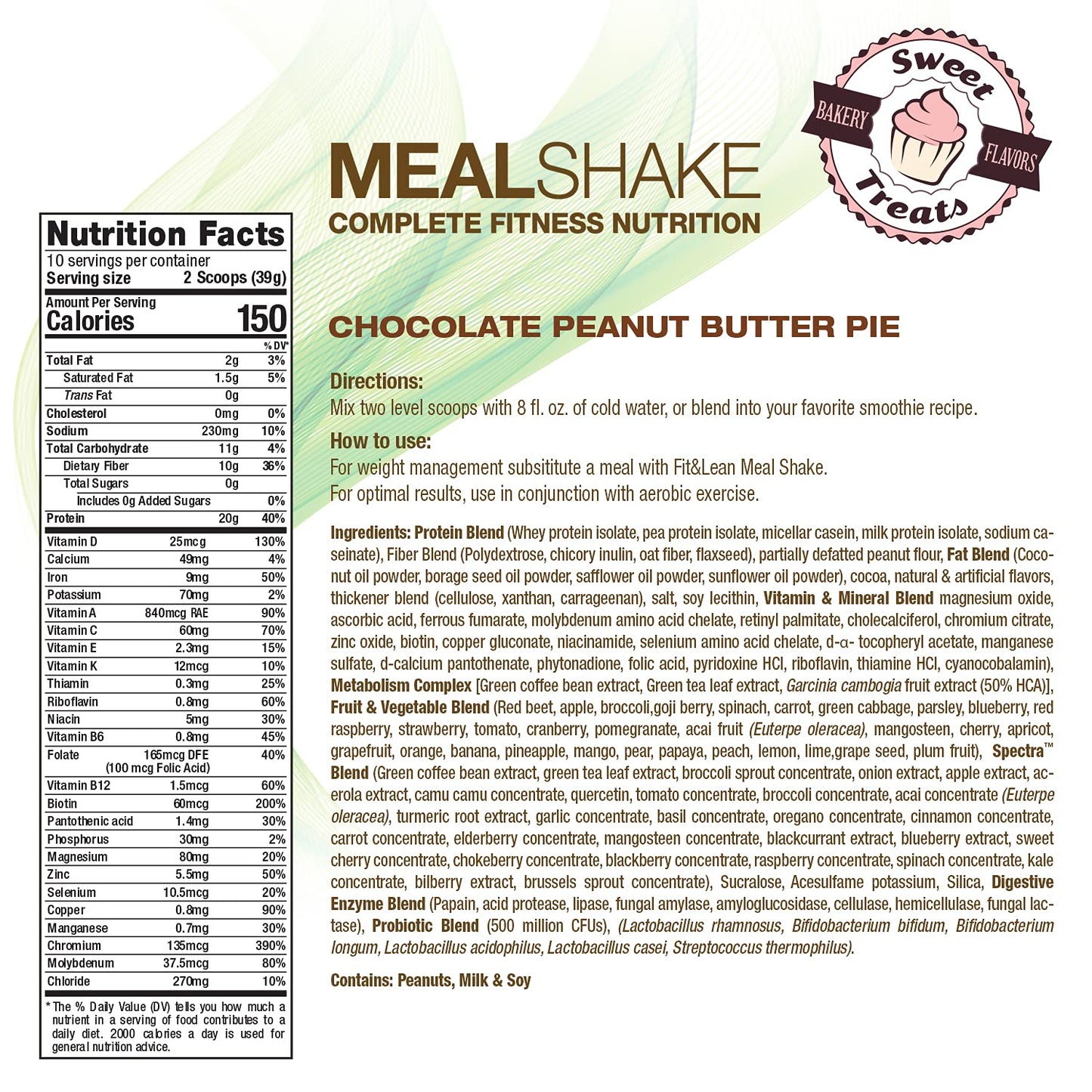 Fit & Lean Meal Shake Meal Replacement with Protein, Fiber, Probiotics and Organic Fruits