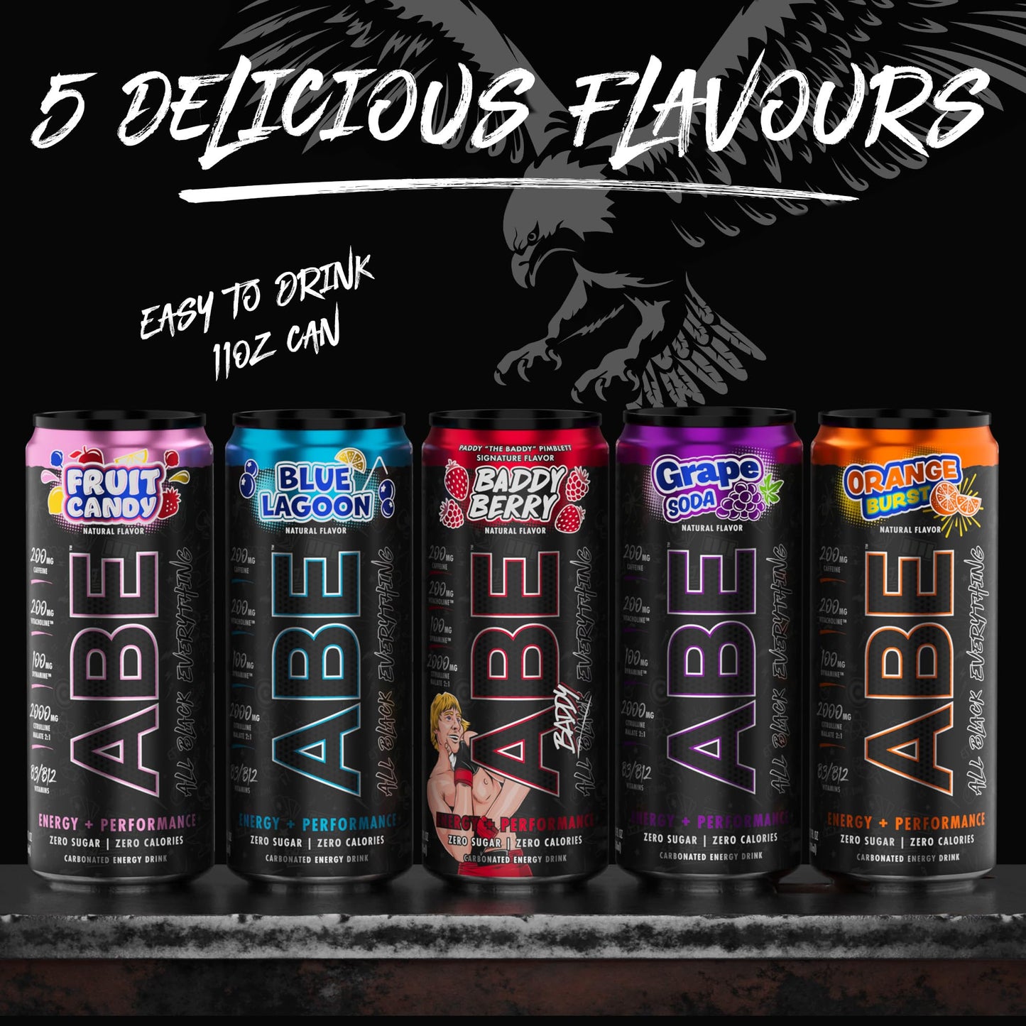 ABE Energy + Performance Sugar Free Energy Drink - All Black Everything Drink