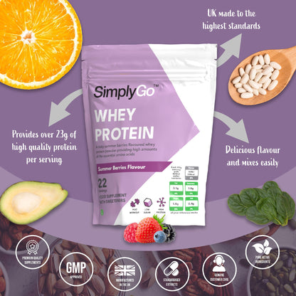 SimplyGo Whey Protein Powder | 900g | Simply Add 30g to Water, Juice or Shakes