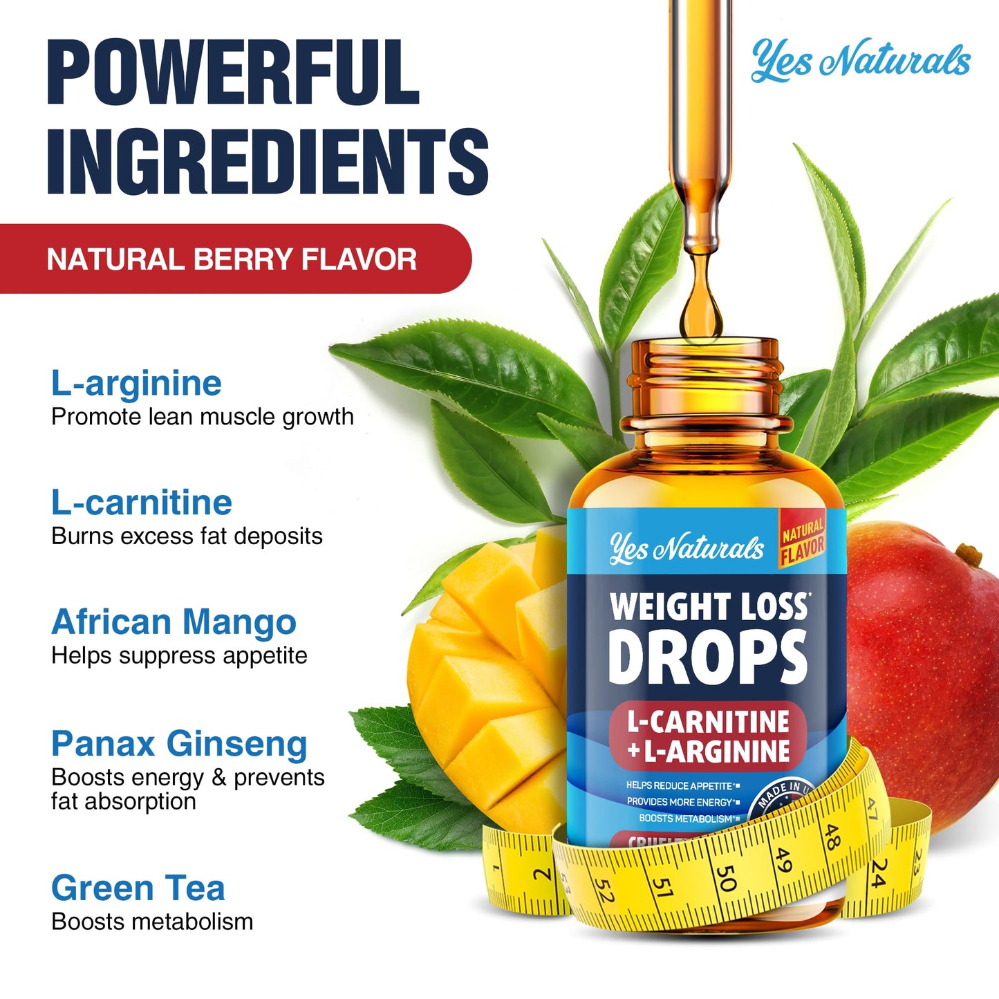 YES NATURALS! Weight Loss Drops - Natural Metabolism Booster & Appetite Suppressant