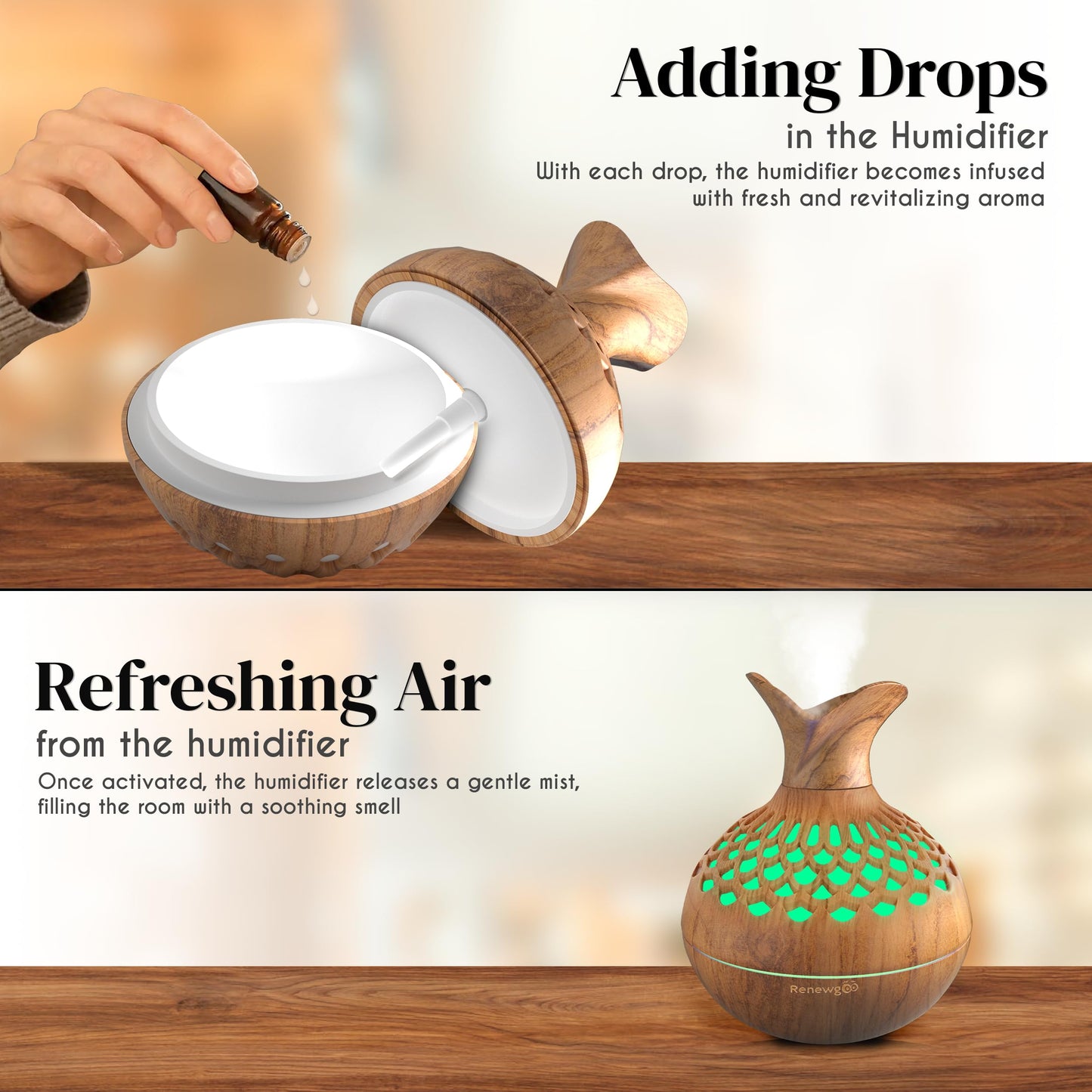 Aroma Diffuser for Essential Oils, Ultrasonic Aromatherapy Flower Oil Diffuser, Modern Cool Mist