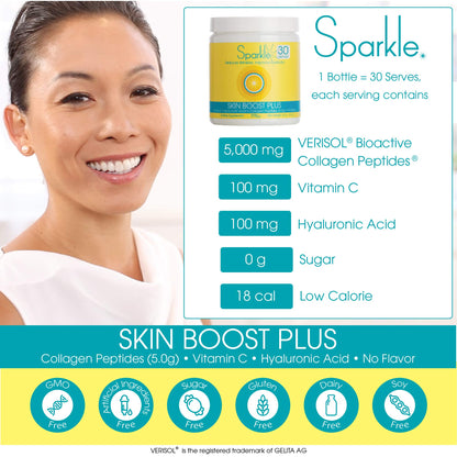 Hydrolyzed Collagen Powder - Sparkle Skin Boost Plus (No Flavor) [30-Serves] Verisol Pept