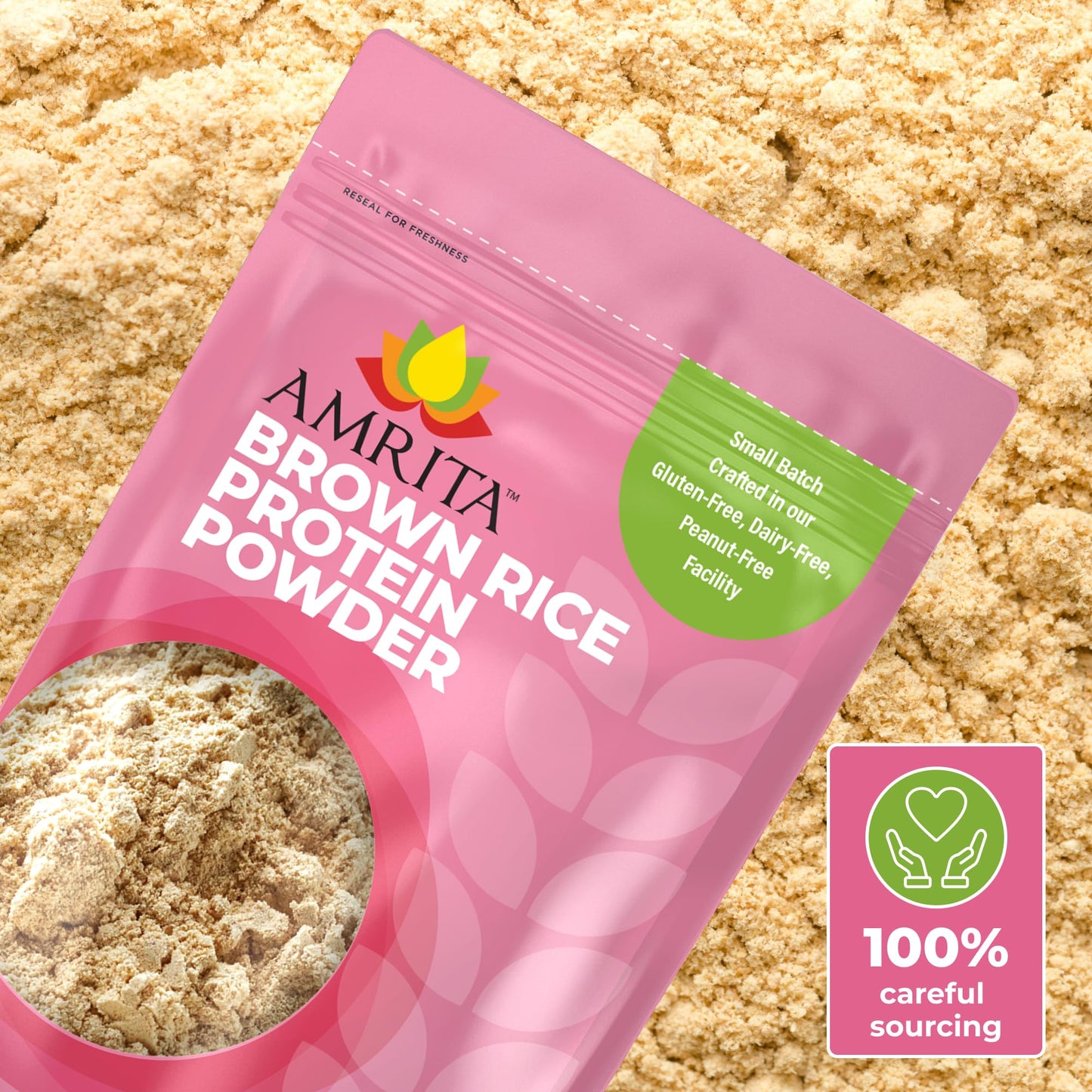 Amrita Brown Rice Protein Powder - Unflavored Vegan Protein Powder - Non-GMO, Gluten