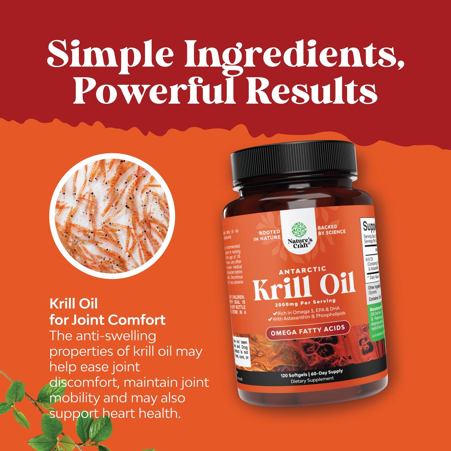 Antarctic Krill Oil 2000mg Softgels Per Serving - Omega 3 Krill Oil Supplement