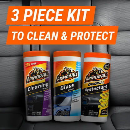 Armor All Protectant, Glass and Cleaning Wipes, Wipes for Car Interior and Car Exterior