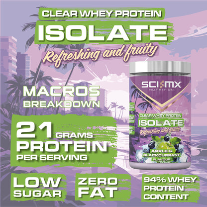 SCI-MX Clear Whey Isolate Protein - Apple and Blackcurrant Flavour - Lean Potein Formula for Muscle Growth