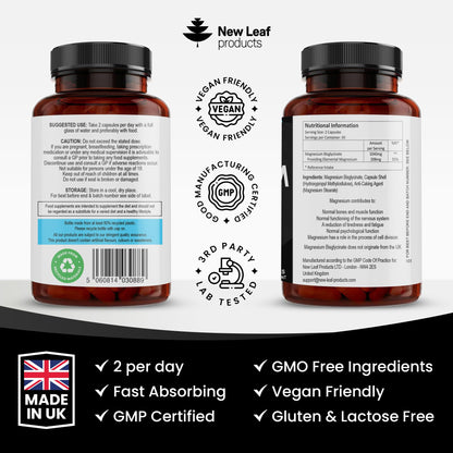 Magnesium Glycinate Supplements - 1040mg of Magnesium - 120 High Strength Capsules