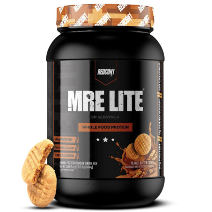 REDCON1 MRE Lite Whole Food Protein Powder, Peanut Butter Cookie - Low Carb & Whey