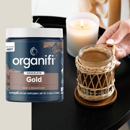 Organifi - Gold Chocolate - Superfood Supplement Powder - 20 Day Supply - Supports Rest