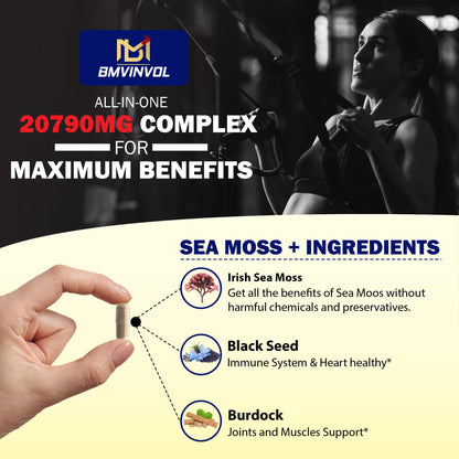 BMVINVOL 100 Capsules - Sea Moss Capsules 20790mg with Bladderwrack, Burdock