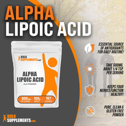 BULKSUPPLEMENTS.COM Alpha Lipoic Acid Powder - ALA Supplement, Alpha Lipoic