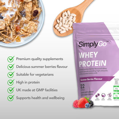 SimplyGo Whey Protein Powder | 900g | Simply Add 30g to Water, Juice or Shakes