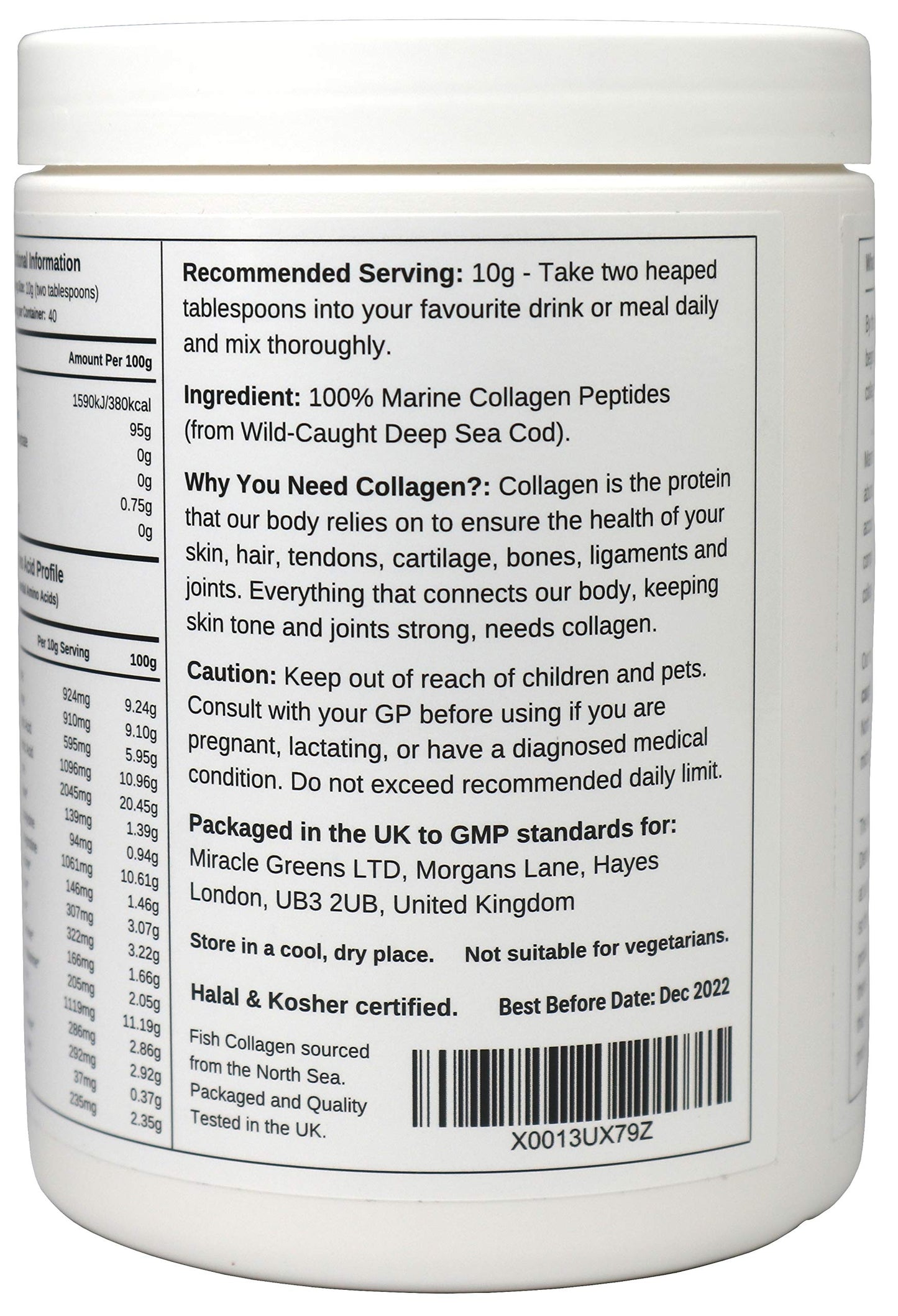 Marine Collagen Peptides (400g) | Hydrolysed from Wild Caught North SEA Cod