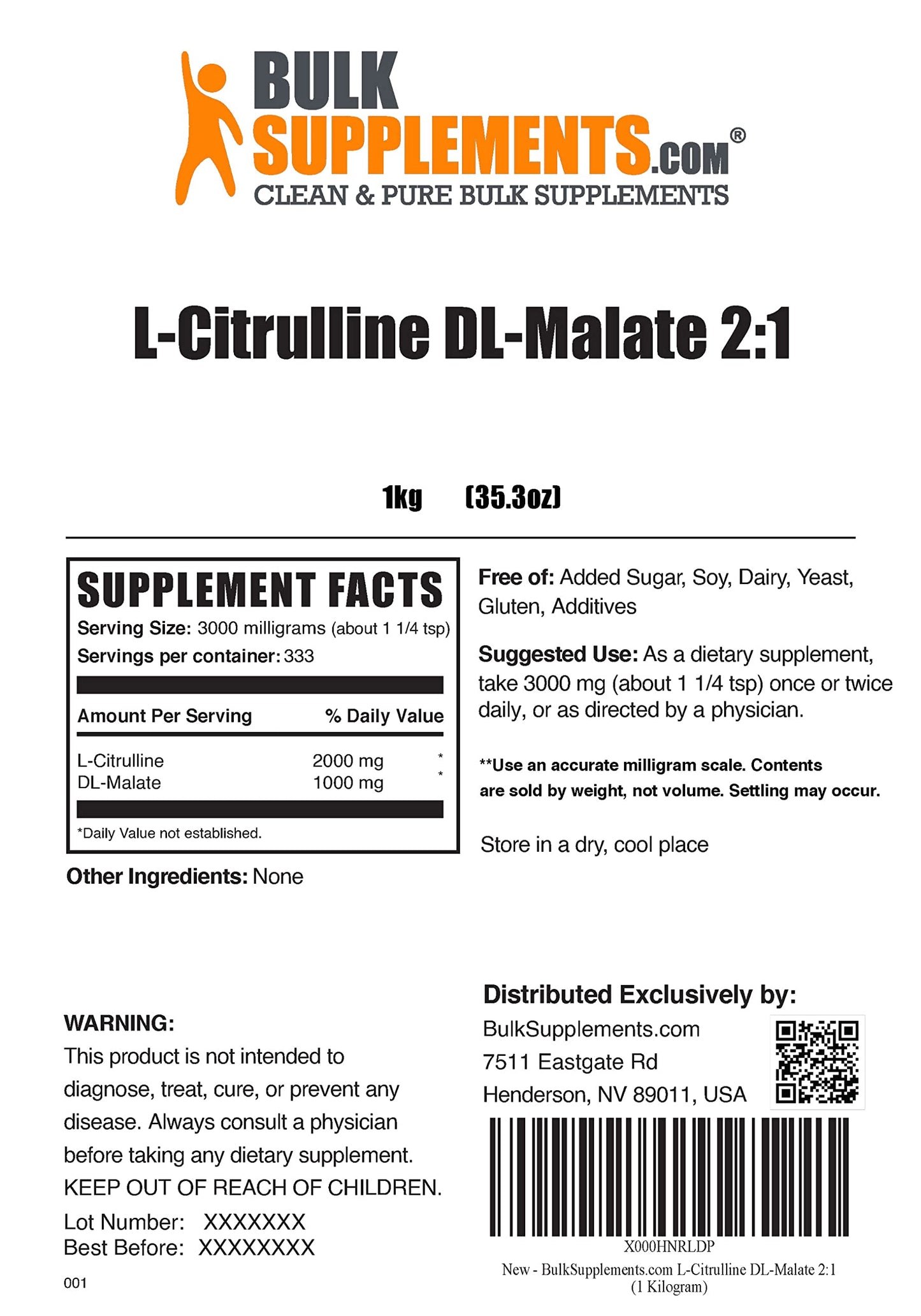 BULKSUPPLEMENTS.COM L-Citrulline Malate 2:1 Powder 1KG with, Beta Alanine Powder 1KG & Creatine Monohydrate Powder (Micronized Creatine) 1KG Bundle