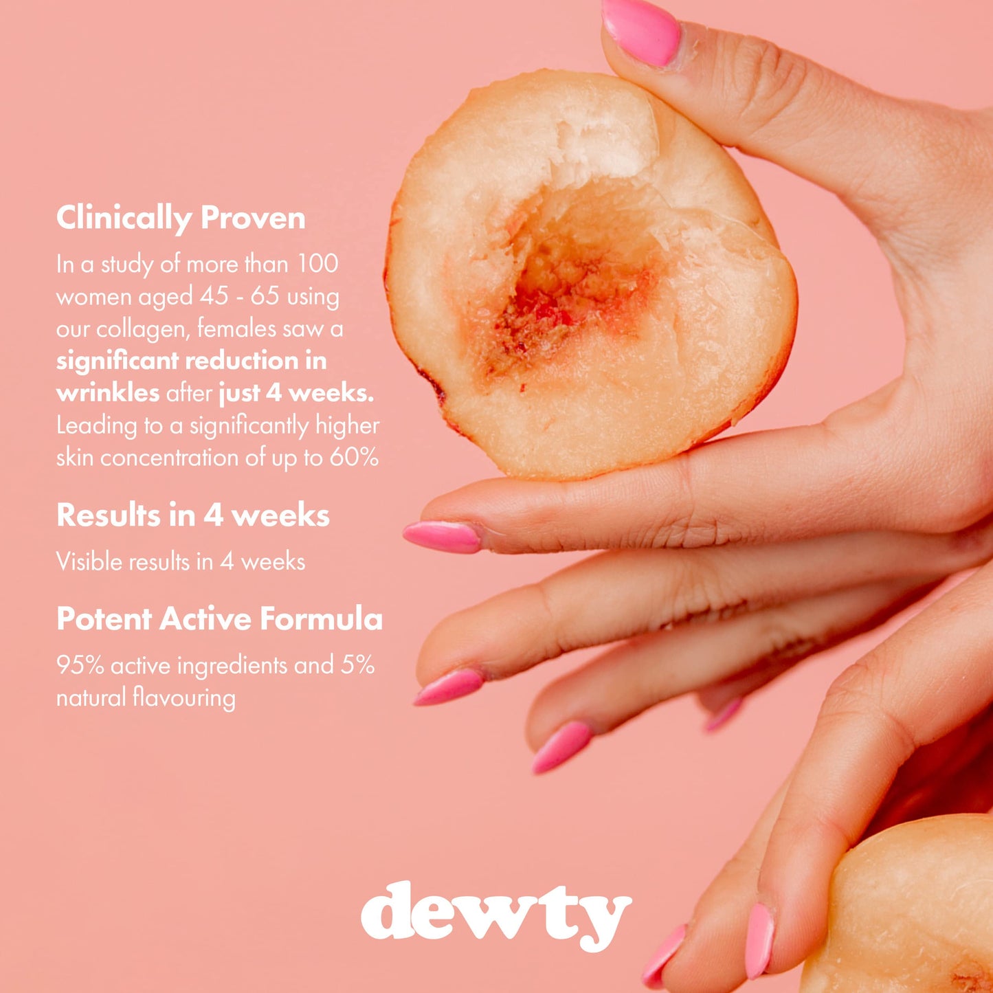 Dewty Collagen Drink - Peach Flavour Daily Collagen Supplements for Women - Individual Collagen Sachets